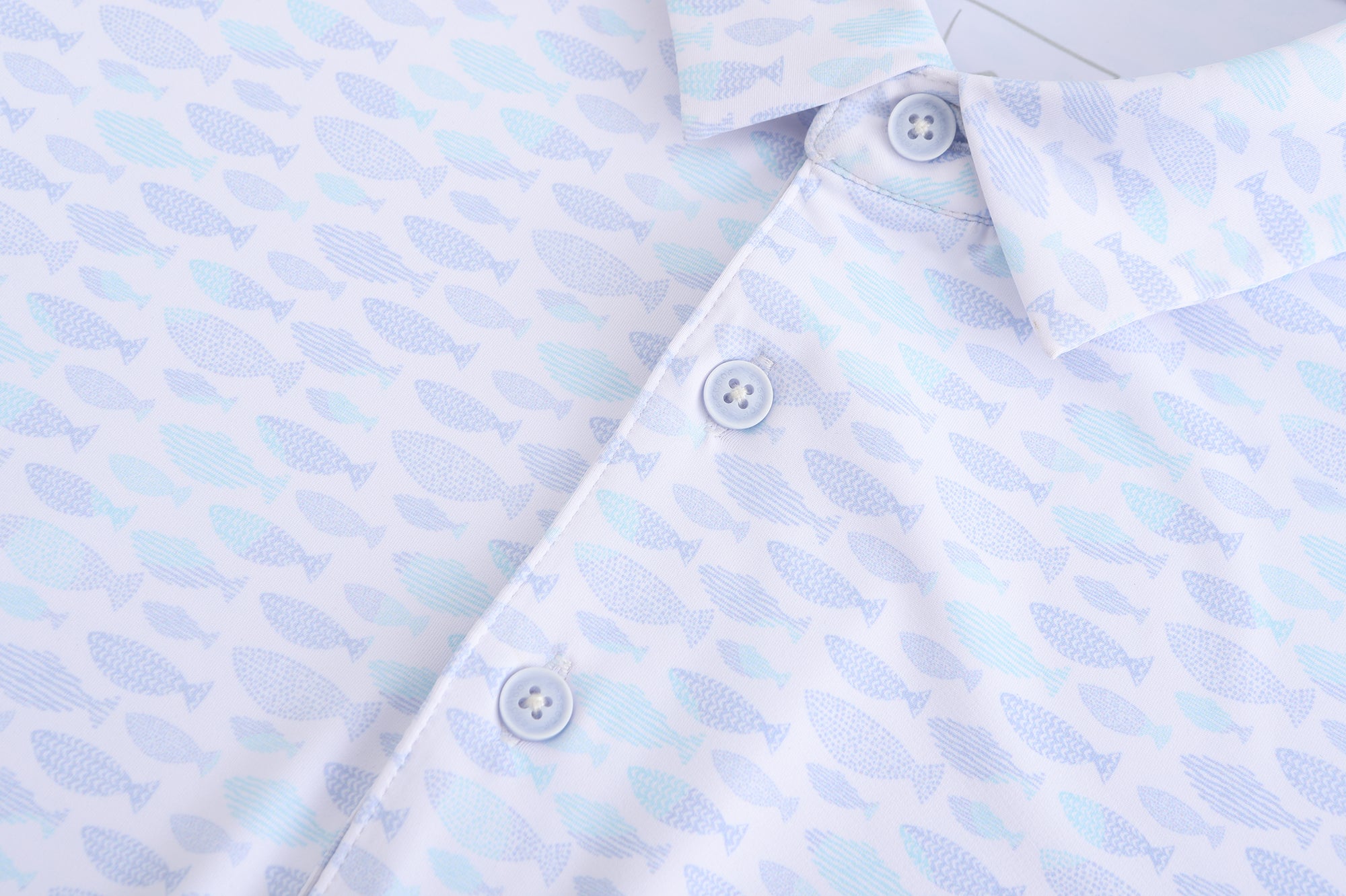 EAGEGOF Parent-Child Matching Golf Polo Shirts | Fish Print, Quick Dry, 4-Way Stretch