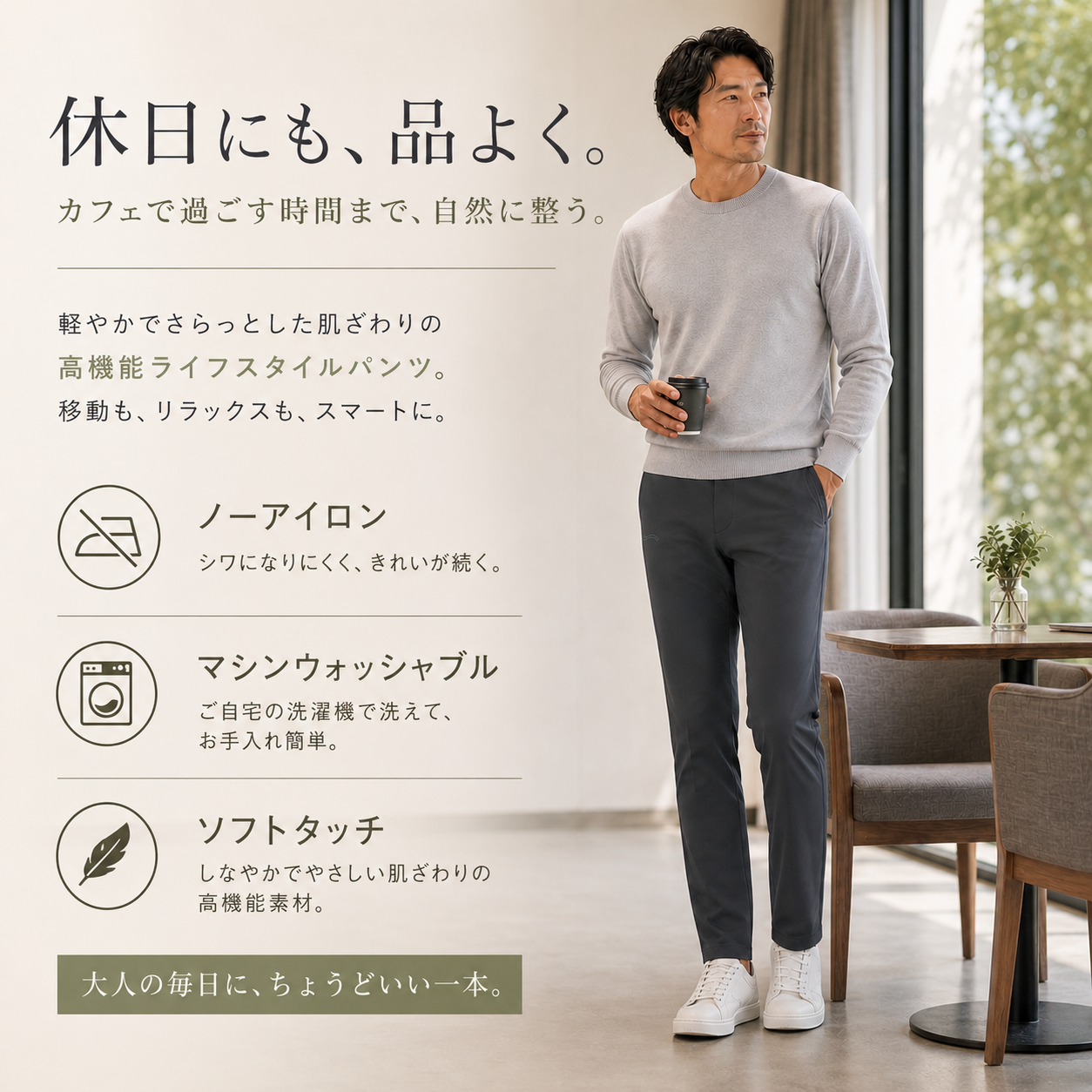 EAGEGOF 軽量ストレッチ メンズ機能パンツ